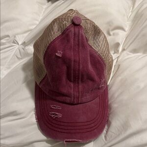C.C Burgundy and Tan Mesh Trucker Hat